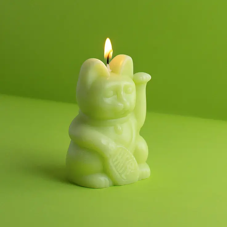 Das traditionelle Maneki Neko verwandelt sich in eine Kerze